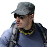 Pyrafox Mens Waterproof Military Cap Army Cap, Short Brim Breathable Flat Top Cap, Adjustable Classic Baseball Cap Patrol Hat Grey