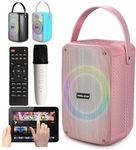 Vocal-Star "FUNK" Portable Karaoke Machine, Loud 60w Speaker with Light Effects, Wireless Microphone, Voice Changer and Sound Effects, Fun For Adults and Kids (Pink)