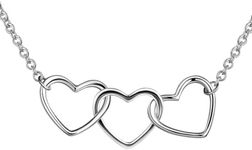 Triple Heart Necklace for Women Girls 925 Sterling Silver Infinity Love Heart Necklace Three Interlock Heart Best Friends Necklace Sisters BFF Necklace Birthday Christmas Neckalce Gifts for Mom