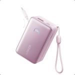 Anker Nano Power Bank, 10,000mAh Portable Charger with Built-in Cable, 45W Max Compact Battery Pack, 70 cm InstaCord Retractable Cable, Smart Display, For iPhone 17/16/15 Series, iPad, Galaxy, Pixel