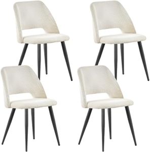 ANVOFONG Chaise de Salle à Manger Lot de 4,Chaise de Cuisine avec Pieds IndéPendants,Chaise Coiffeuse Tapissée en Velours Côtelé,Beige Loungesessel,pour Salle à Manger,Salon,Cuisine,Chambre