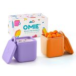 OmieBox (2 pack) Leakproof Dips Containers To Go, Salad Dressing Container, Condiment Container with Lids - Food Safe Silicone - 120ml (Purple/Orange)