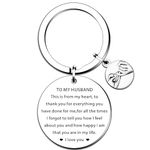 QMVMV To My Husband Keyring Gifts Birthday Anniversary Valentines Day Gifts for Him Men Christmas Keyring for Husband From Wife Thank You Husband Gifts Idea Wedding Day Gift