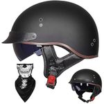 EBAYIN Half Helmet Open-Face Helmet Brain - Cap Cruiser Chopper Scooter Pilot Jet Helmet DOT+ECE Certified Personality Retro Harley Motorcycle Helmet(I,XXL=(63~64cm))