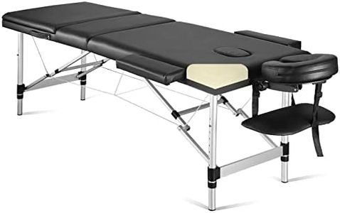 ACi Professional Massage Table Portable Massage Bed, 3 Section Aluminum Foldable Spa Salon Bed, Comes with Carrying Case & Full Accessories (Black)