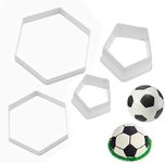 4 Pcs Football Pattern Cookie Cutters Plastic Soccer Cake Fondant Cutters Funny Biscuit Cutters Shapes Hexagon Sugarcraft Moulds for Kitchen Boys Kids DIY Desserts Cupcakes Baking Decorating Tools