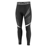 AMZSPORT Mens Sports Compression Leggings Running Training Tights with Mesh Print, Black L