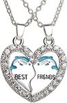 YALLNASL 2 Pcs Matching Friendship Gifts Necklaces for Women Best Friend Dolphin Necklace Half Heart Pendant Necklaces for Best Friends BFF Besties Necklace Connecting Necklaces