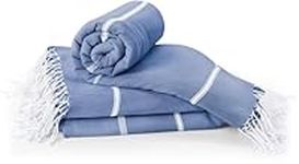 Utopia Towels [2 Pack] Turkish Beach Towel (40 x 72 Inches) - 100% Cotton Oversized Sand Free Lightweight Quick-Dry Turkish Towel, Prewashed for Soft Feel, Large Peshtemal Towel for Travel (Navy Blue)