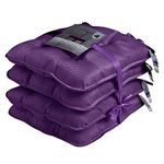 Lions Pack of 4 Seat Cushions for Dining Chairs - 37x37cm - Adjustable Kitchen Outdoor Chair Cushions with Ties Strap, Ultra Soft Comfortable Seat Pad for Living Room Office, Purple