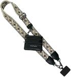 Save the Girls Original Clip and Go Phone Strap Pattern (XOXO - Black) - Crossbody Phone Strap Chain with Zipper Wallet Pouch – Phone Lanyard Zippered