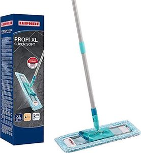 Leifheit Back-Friendly Floor mop Profi XL, Super Soft, Steel Handle, 146 cm, mop with Foot Click, mop Cover for parquet and Cork, 360° Swivel, Click System, Environmentally Friendly Cardboard
