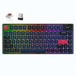 ATTACK SHARK AK832 PRO Low Profile Mechanical Keyboard, Ultra-Thin RGB Wireless 75% Gaming Keyboard with LED Screen, BT5.1/2.4G/Wired Tri-Mode, 81 Keys Brown Switch Coiled USB C Cable for Mac/Win