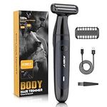 Body Groomer Men, Kibiy Body Hair Trimmer Men IPX7 Waterproof Wet/Dry, Body Trimmer Pubic Hair Trimmer for Men, Electric Razor Body shavers for Men, Balls Trimmer Men, USB-C Charging(Black)