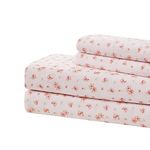 Amrapur Microfiber Sheet Set | Luxuriously Soft 100% Microfiber Rose Printed Bed Sheet Set with Deep Pocket Fitted Sheet, Flat Sheet and 2 Pillowcases, 4 Piece Set, Full