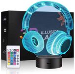 3D Illusion Lamp, 3D Night Light for Boys Girls Table Desk Lamp 7 Color Changing Home Decoration Acrylic LED Art Sculpture Lights with Remote Control - Perfect Gifts for Birthday Festival (Headphone)