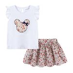 Mud Kingdom Little Girls Skirt Set Cute Cartoon Floral Summer White 7-8 Years