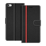 COODIO Phone Case For iPhone 6S, Magnetic Flip Leather Case For iPhone 6S / iPhone 6 Wallet Case, Black/Red