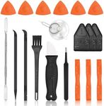 HEARTHFUN Plastic Pry Tool,Metal Spudger Opening Picks Pry Tools,Micro Tweezers,Suction Cup,20 PC Mini Pry Bar Set Repair kit for iPhone/iPad,Laptop,Ps5,Switch,Xbox,Phone Screen,Mac,Tablet,Computer