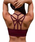 YIANNA Padded Sports Bra for Women Elastic Breathable Wireless High Impact Running Yoga Bra Top Red L 139