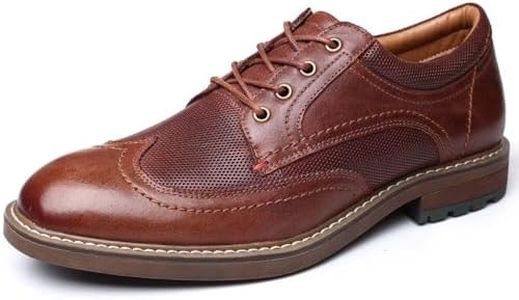 Mens Dress Shoes, Lace Up Casual Oxford Wingtip Brogue Formal Business Oxfords, Brown 13