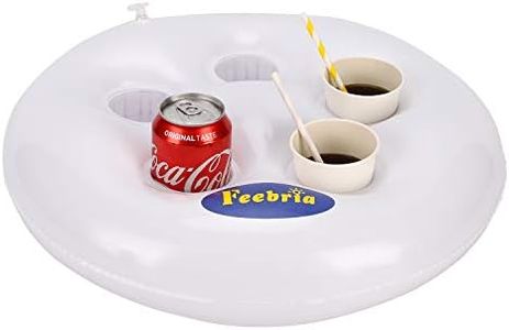 FEEBRIA Inflatable Drink Holders for Pool, Hot Tub, Ocean & River, Cupholder Floaties to Float Your Beverages for Parties & Beach (White)