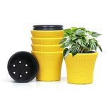 Livzing Self Watering Pot-Plastic Flower Pot-Gamla Planter Pot-Modern Decorative Planter Perfect for Indoor-Outdoor-Balcony-Garden-Living Room-Home-Yellow- 9 Inch (Pack of 5)