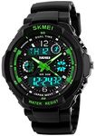 Fanmis Military Analog Digital Display Multifunction Dual Time Alarm 50M Waterproof Boys Sports Watch Green