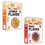 Health Sutra Millet Flakes Combo - Ragi Flakes & Jowar Flakes (500gm each) Millets Cereal for Breakfast, High Protein, Gluten Free, Diet food for Weight Loss, 100% Natural, Use like Oats/Corn Flakes