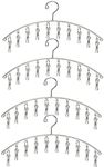 Toplife Clothes Hanger with 10 Clips, Stainless Steel, Windproof, for Drying Socks, Bras, Underwears, Baby Clothes, Hats, Scarfs, Towels, Pants and Gloves, Set of 4