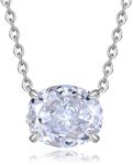 ALQDLI 925 Sterling Silver Diamond Necklace for Women Round/Oval/Cushion/Radiant Cut Simulated Diamond Pendant 18K White Gold Plated Jewelry Gifts for Her, Sterling Silver, simulated diamond