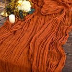 YMHPRIDE 2 Packs Cheesecloth Table Runner, 35"x120" Burnt Orange Rustic Gauze Fabric Boho Table Runner, Cheesecloth Wedding Table Decor Table Cloth for Wedding Party Bridal Shower Table Decorations