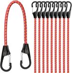 Heavy Duty Bungee Cords with Carabiner Hooks: 18”(45.7cm) Red Elastic Rubber, UV-Resistant, Scratch-Free, 10-Piece Set – Ideal for Roof Racks, Trailers, Boats, Camping, Home, and Travel for All Users