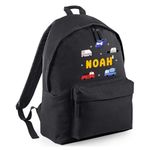 Personalised Kids Backpack - Custom Rucksack with Name - Multiple Designs & Colours - Ideal for Boys, Girls, Nursery and Primary School Children Back to School (Small, Cars, Black)