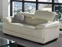 ES ESPINHO ESP209 Solid Sal Wood Leatherette Upholstered 2 Seater Sofa Set for Living Room with 2 Adjustable Headrest, Ivory Color