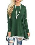 Womens Lace Splicing Long Sleeve T-