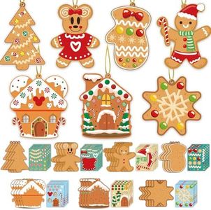 GuassLee Christmas Ornaments Art and Crafts for Kids - 28pcs DIY Christmas Cutouts with Gingerbread Cookies Man House Christmas Stickers for Tree Home Christmas Party Favors Decorations