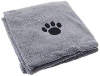 DII Bone Dry Microfiber Pet Bath Towel with Embroidered Paw Print, 44x27.5, Ultra-Absorbent & Machine Washable for Small, Medium, Large Dogs and Cats-Gray
