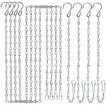 Teenitor 8 Pcs Hanging Chains with Clip & Hook for Bird Feeders Planters Lanterns and Ornaments - 4 Pieces 35 Inch & 4 Pieces 13 Inch Replacement Set of Hanging Basket Metal Chains Silver