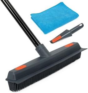 MAVRIZ Pet Hair Removal Rubber Broom with Squeegee Carpet Rake for Fluff Rug Silicone Broom for Hardwood Floor