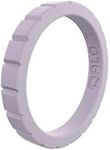 QALO Women's Rubber Silicone Ring, Step Stackable, Wedding Ring for Women, Breathable, Durable Engagement Silicone Band, 3mm Wide 2mm Thick, Amethyst, Size 6