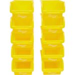 The Workplace Depot Plastic Picking Bins, Semi Open Fronted Stackable Parts Storage Pick Containers (Yellow)