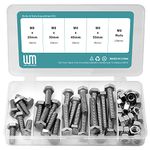 M8 Hex Head Screws Bolts and Nuts Set, 304 Stainless Steel 18-8, Full Thread, Bright Finish, Machine Thread (20mm 30mm 40mm 50mm)