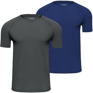 Fioboc Compression Shirts PerformancePro Active Crew Neck Tee Moisture Wicking Quick Dry Gym Running Shirts
