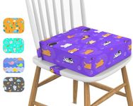 Toddler Booster Seat for Dining Table, KIDUN Portable Dining Chair Heightening Cushion, Washable Adjustable Booster Chair Increasing Cushion for Kids with Safety Buckles and Non-Slip. (Purple)