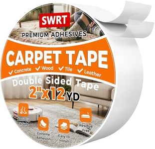 SWRT Carpet Tape Double Sided, 2 Inch x 12 Yards – Carpet Adhesive for Hardwood Floors, Heavy Duty Anti Slip Rug Grip Tape, Works as Rug Grippers, Residue Free, Wood Safe, Easy Removal for Tile