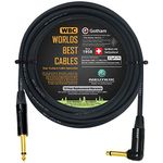 30 Foot - Gotham GAC-1 Ultra Pro - Premium Low-Cap (21 pf/F) Guitar Bass Instrument Cable – w/Neutrik Gold Straight to Angled ¼ inch (6.35mm) TS Connectors - Custom Made by WORLDS BEST CABLES