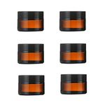 6 PCS 5ML (0.17 Ounces) Empty Amber Glass Jars with Black Lids Round Cosmetics Lotion Ointment Makeup Cream Containers Dispenser Storage for Travel Business Trip Camping