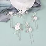 5 Pcs Bride Wedding Flower Hair Pins Pearl Bridal Hair Pieces Wedding Hair Accessories for Ladies Girls Hair Accessories