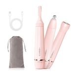 HEBECA Nose Hair Trimmer for Men Women - Electric Eyebrow Trimmer Painless, 2 in 1 Rechargeable Facial Hair Removal Waterproof Portable for Face Ear Nose Eyebrow Trimming (Pink)